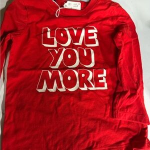 Cat & Jack Red Long Sleeve Tee with 'Love You More' Print